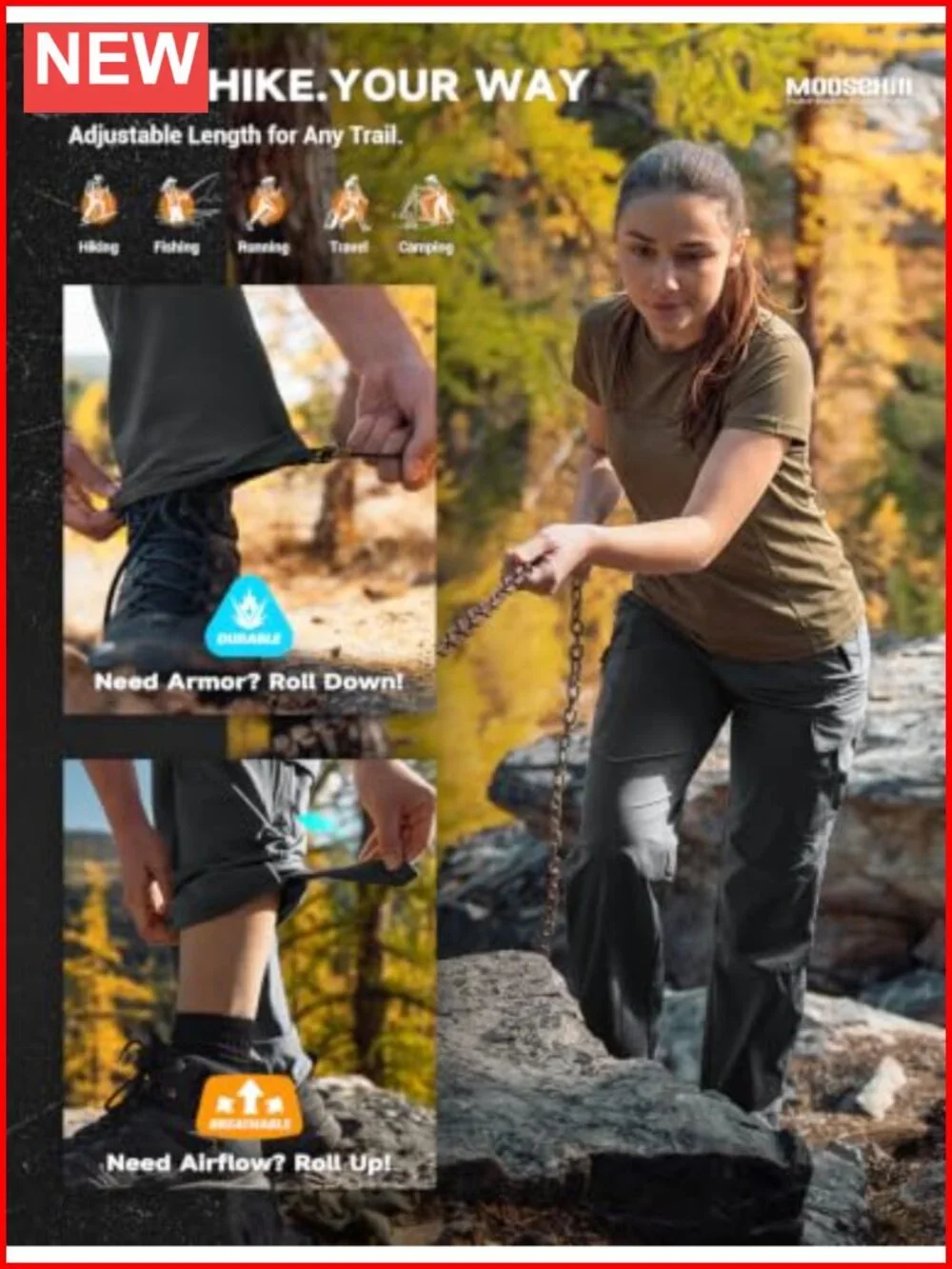 Womens Hiking Pants Lightweight Quick-Dry Stretch 5 Pockets Cargo